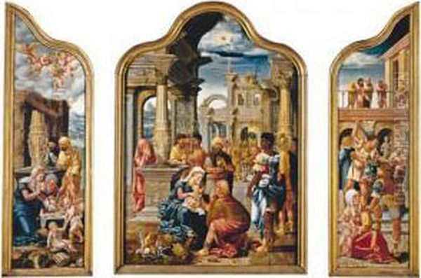 A Triptych Oil Painting by Lambert Lombard