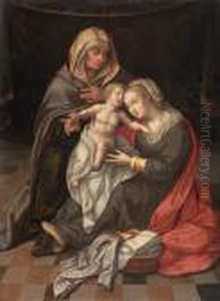 The Virgin And Child With Saint Anne Oil Painting by Lambert Lombard