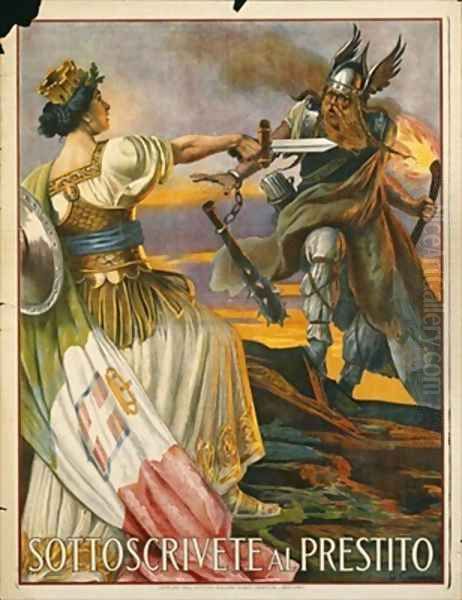 Italian advertisement for war bonds Oil Painting by Giovanni Capranesi