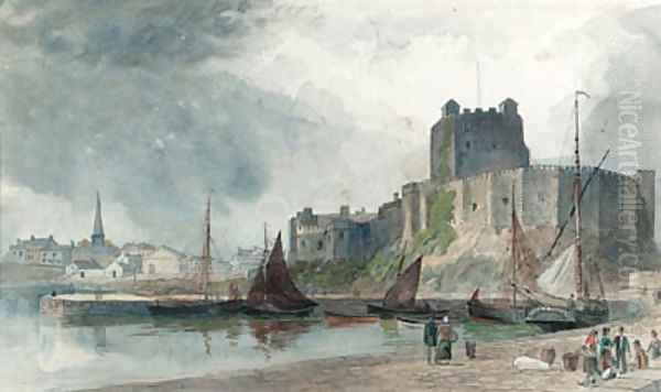 Carrickfergus Castle, Co. Antrim Oil Painting by Joseph William Carey