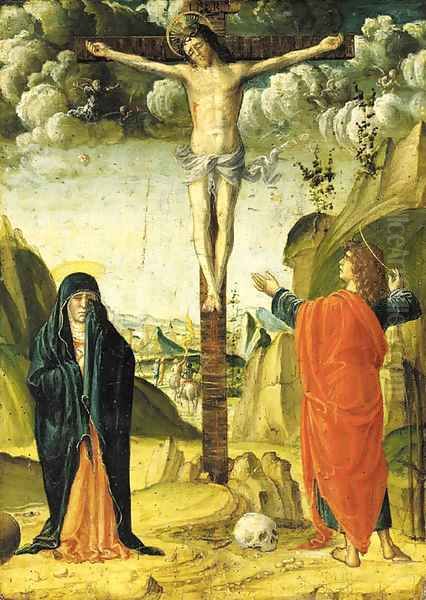 The Crucifixion with the Madonna and Saint John the Evangelist Oil Painting by Vincenzo Civerchio