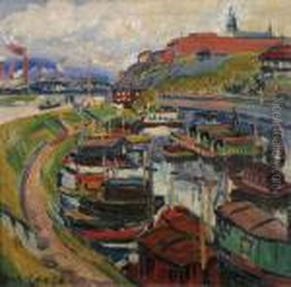 Vysehradskypristav Oil Painting by Emil Artur Longen-Pittermann