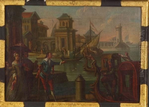 Gentildonna Che Sale Sulla Gondola Oil Painting by Alessandro Longhi