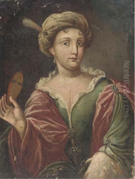 Portrait Of A Lady, Half-length, Dressed For Carnival Oil Painting by Alessandro Longhi