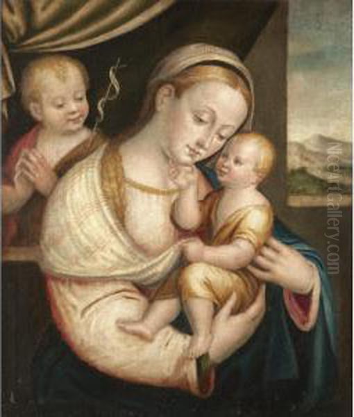 The Madonna And Child With The Infant Saint John The Baptist Oil Painting by Luca Longhi