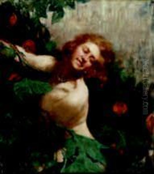 Giovane Donna Tra I Fiori Oil Painting by Francesco Longo Mancini