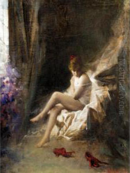 The Red Shoes Oil Painting by Francesco Longo Mancini