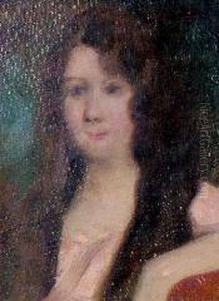 Ragazza In Rosa Oil Painting by Francesco Longo Mancini