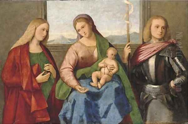 The Madonna and Child with Saint Mary Magdalen and Saint George Oil Painting by Vincenzo di Biagio Catena