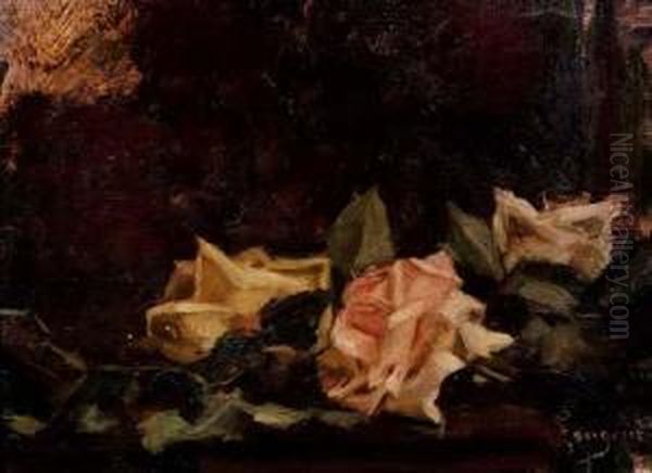 Rose Oil Painting by Emilio Longoni