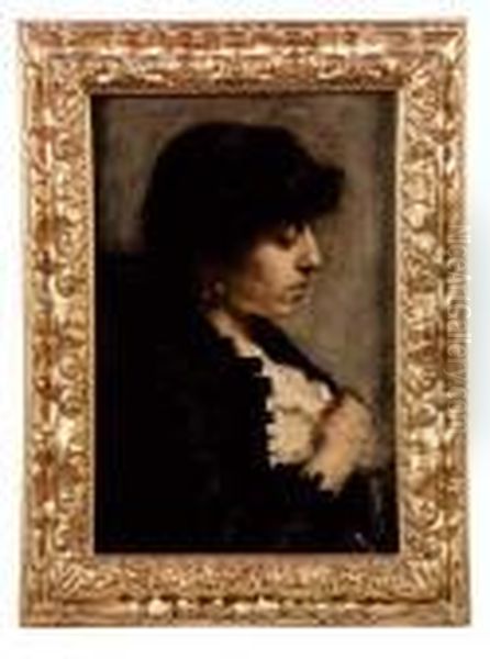 Profilo Femminile - 1881/82 Oil Painting by Emilio Longoni