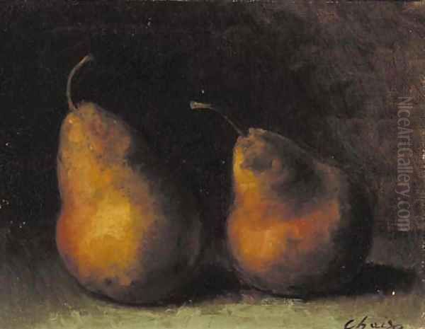 Pears on a table Oil Painting by Auguste Chaix