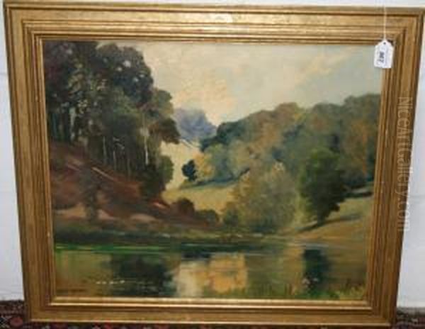 Lake View With Trees Oil Painting by William Francis Longstaff