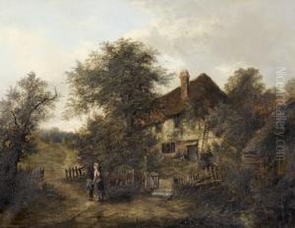 Englische Heidelandschaft Mit Bauernhaus. Oil Painting by Edgar Longstaffe