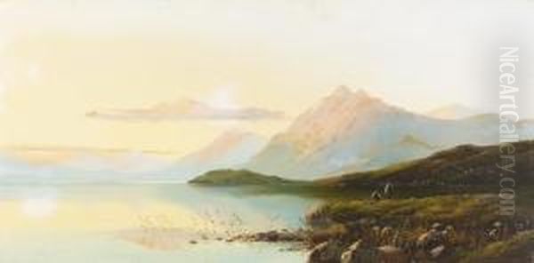 Zugeschrieben
Abendstimmung Mit Anglern Am Loch Lomond. Oil Painting by Edgar Longstaffe