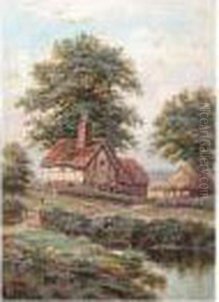 Happy Homes, Rettendon & 
Purley, Essex, A Pair, Monogrammed, Oil On Board , Each 43.5 X 31 Cm.; 
17 X 12 1/4 In Oil Painting by Edgar Longstaffe