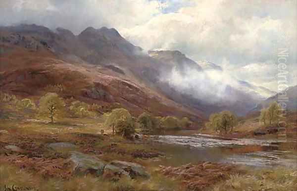 In the Trossachs Oil Painting by James Henry Crossland