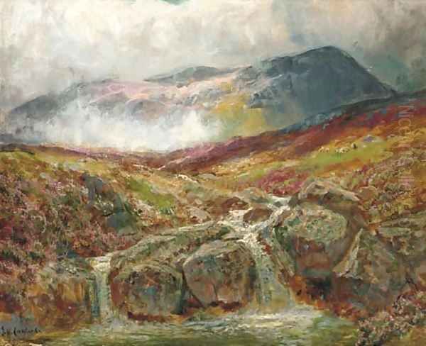 The mountain stream Oil Painting by James Henry Crossland