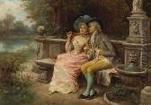 The Flirting Couple Oil Painting by Antonio Lonza