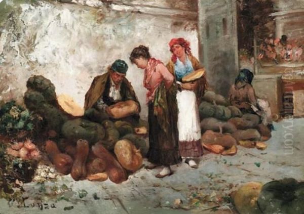 Il Venditore Di Zucche Oil Painting by Antonio Lonza