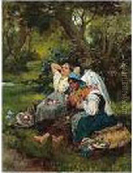 The Three Gypsies Oil Painting by Antonio Lonza