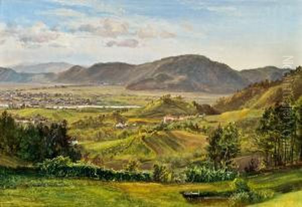 Sudwestansicht Von Graz Mit Blick Auf Schloss Eggenburg Oil Painting by Friedrich Loos