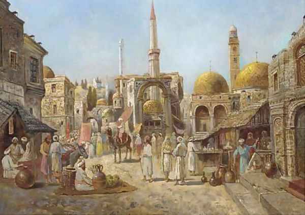 Enel souk Oil Painting by Juan Jose Garate Y Clavero