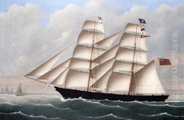 A Brig Oil Painting by John Frederick Loos