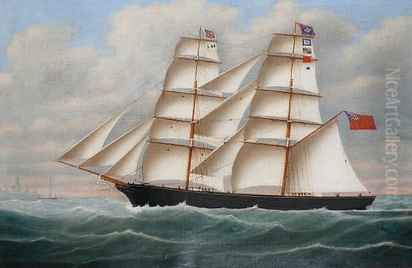 A Brig Oil Painting by John Frederick Loos