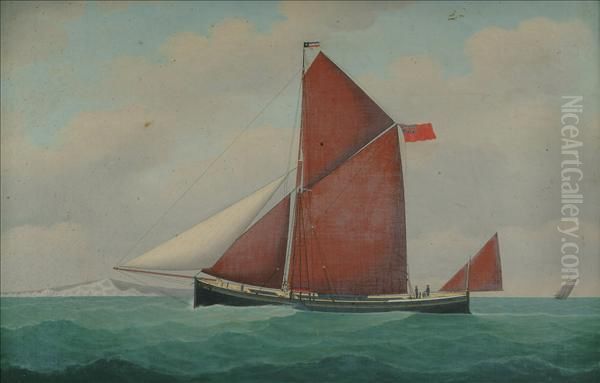 Loos, Belgian A British Schooner Off Beachy Head Oil Painting by John Frederick Loos