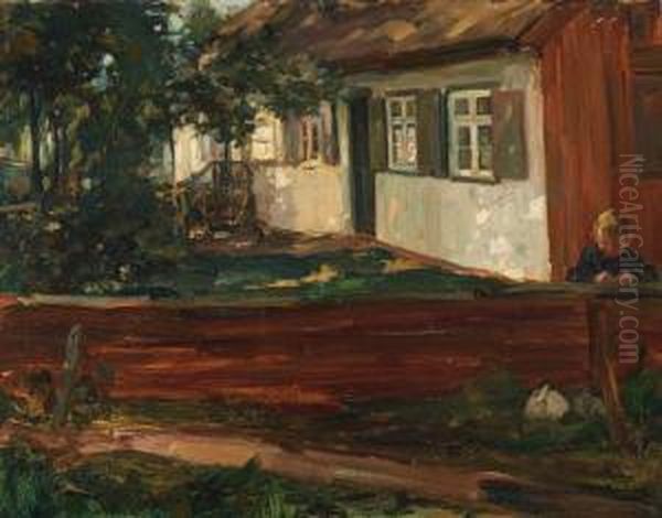 Bauernhaus Mit Junge Oil Painting by Hans Looschen