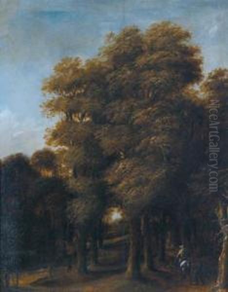 Paesaggio Boschivo Con Cavaliere Oil Painting by Jan Looten