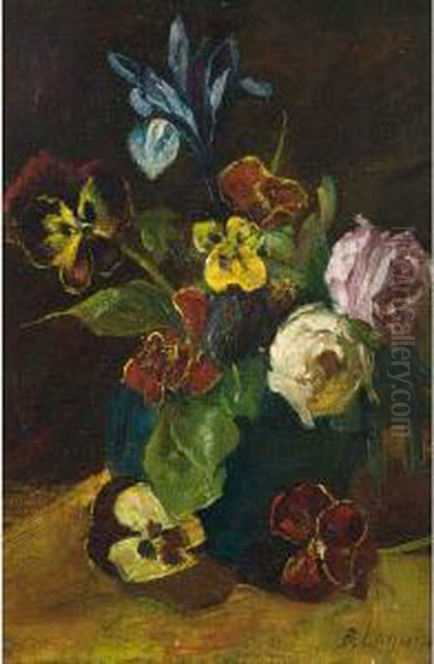 A Flower Still Life Oil Painting by Baruch Lopez De Leao Laguna