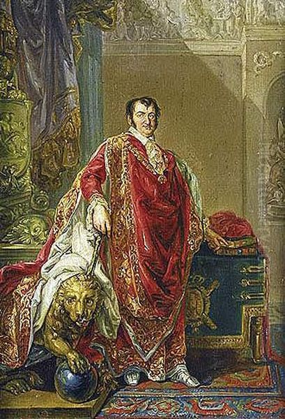 Retrato De Fernando Vii, Con El Habito De La Orden Del Toison De Oro Oil Painting by Vicente Lopez y Portana