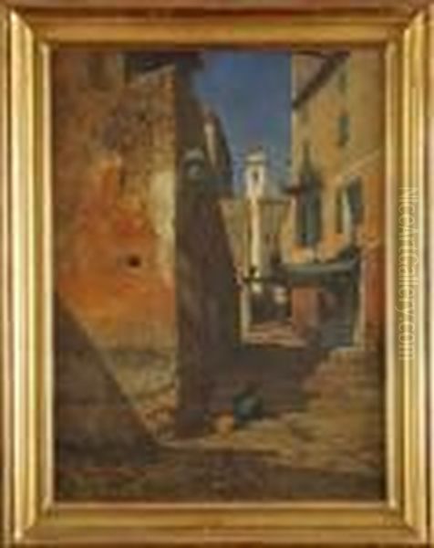 Rue A Villefranche Sur Mer Oil Painting by Gabriel Loppe