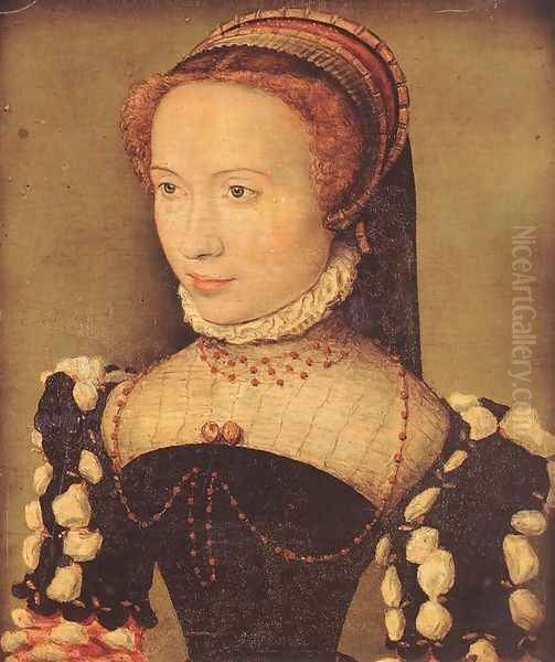 Portrait of Gabrielle de Rochechouart c. 1574 Oil Painting by Corneille De Lyon