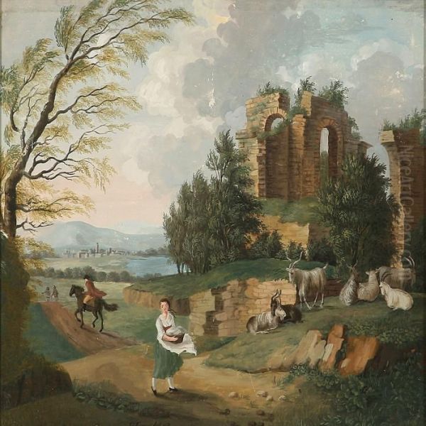 Romantic Landscape Oil Painting by Christian August Lorentzen