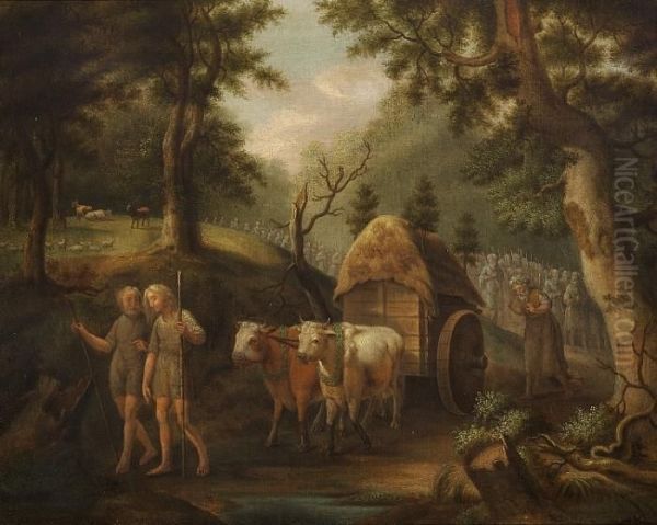 A Scene From Prehistoric Denmark Oil Painting by Christian August Lorentzen