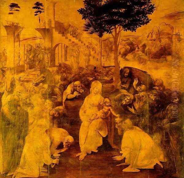 Adoration of the Magi Oil Painting by Leonardo Da Vinci