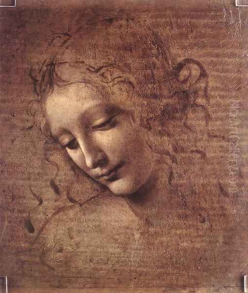 Female head (The Lady of the Dishevelled Hair) (or La Scapigliata) Oil Painting by Leonardo Da Vinci