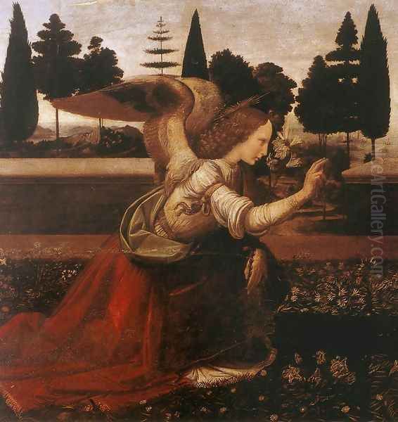 Annunciation (detail 1) 1472-75 Oil Painting by Leonardo Da Vinci