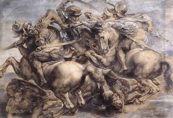 The Battle of Anghiari (detail) 1503-05 Oil Painting by Leonardo Da Vinci