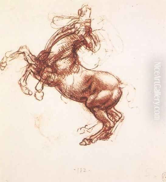 Rearing Horse Oil Painting by Leonardo Da Vinci