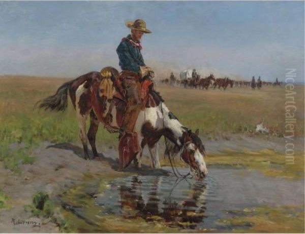 At The Watering Hole Oil Painting by Richard Lorenz