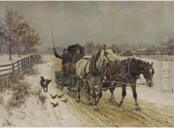 Sleigh Ride Oil Painting by Richard Lorenz