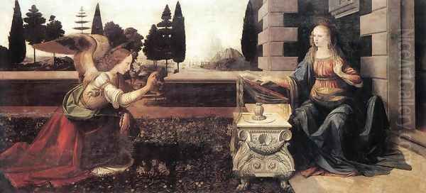 Annunciation (Annunciazione) Oil Painting by Leonardo Da Vinci