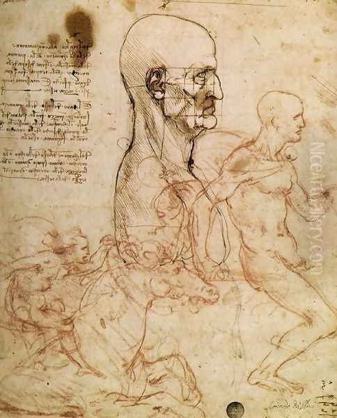 Sketches for The Battle of Anghiari 1504-6 Oil Painting by Leonardo Da Vinci