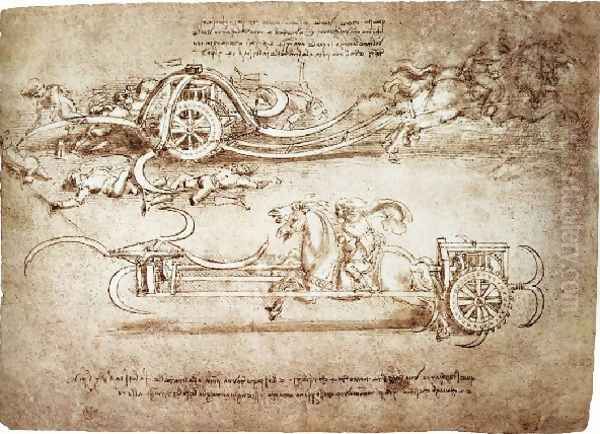 Assault Chariot With Scythes Oil Painting by Leonardo Da Vinci