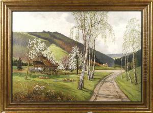 Fruhling Im Schwarzwald Oil Painting by Ernst Lorenz-Murowana