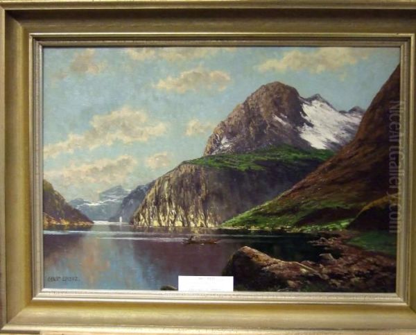 Fjordlandskap. Oil Painting by Ernst Lorenz-Murowana